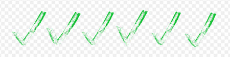 Green check mark set. Tick grunge brush icon. ok, yes or right sign. Flat graphic vector illustration isolatedのイラスト素材