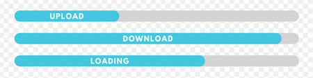 Progress loading bar. Download status, speed upload icon. Vector illustration for website designのイラスト素材