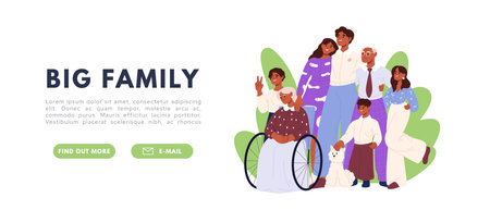 family crowd. Different group of people community together. Flat vector isolated illustrationのイラスト素材
