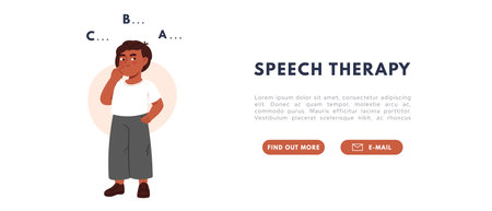 Therapy speech delay. Development of language skills in children. Flat vector isolated illustrationのイラスト素材