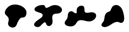 Blob shape with organic feel, abstract irregular shapes. Round and random liquid circles, fluid ovals. Flat vector illustrations isolated in background.のイラスト素材