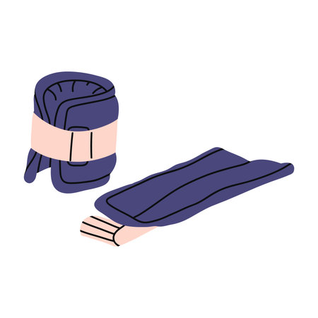 Athletic collection featuring key sport and gym equipment. Essential items yoga mats, dumbbells, and athlete bags showcased . Flat vector illustration isolated on white background.のイラスト素材