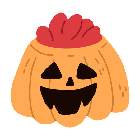 Cute Halloween Pumpkin Set. Smiling cartoon lantern faces. Helloween holiday characters in the shape of pumkin. Flat illustrations isolated on white background.のイラスト素材