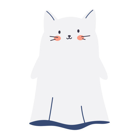 Kawaii ghost collection. Halloween character set with scary and spooky faces. Isolated vector illustrations on a white background.のイラスト素材