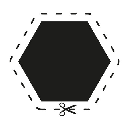 Cut line icon with scissor, cut here guidance, scissors and dash. Coupon mark and symbol for cropping, signifying voucher. Flat vector illustrations isolated in background.のイラスト素材