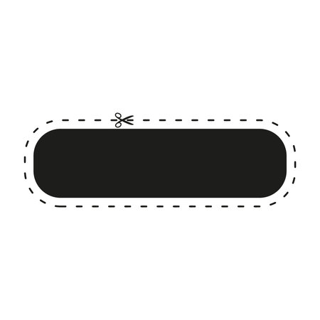 Cut line icon with scissor, cut here guidance, scissors and dash. Coupon mark and symbol for cropping, signifying voucher. Flat vector illustrations isolated in background.のイラスト素材