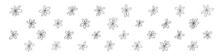 Cute hand drawn doodle of spring flowers, simple and abstract floral pattern. Flat vector illustration isolated on white background.のイラスト素材