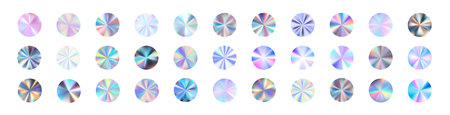 Holographic sticker label silver gradient, for sale badges or holograph stamps. hologram effect. Flat vector illustration isolated on white background.のイラスト素材