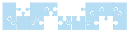 Jigsaw puzzle template pieces, pattern for game backgrounds. Flat vector illustration isolated on white background.のイラスト素材