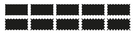 Rectangle and square wavy frames, scalloped edges, zigzag borders. Flat vector illustration isolated on white background.のイラスト素材