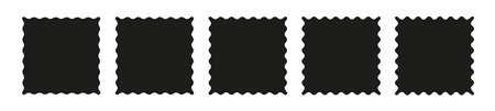 Rectangle and square wavy frames, scalloped edges, zigzag borders. Flat vector illustration isolated on white background.のイラスト素材