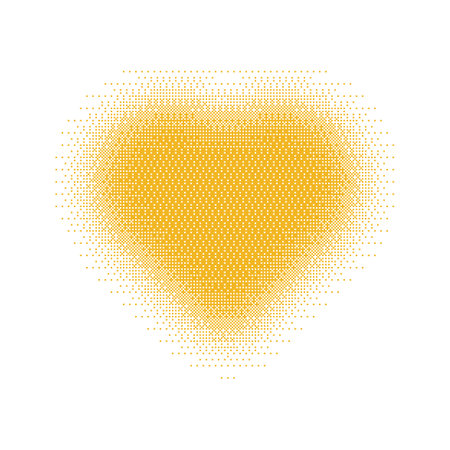 Gothic yellow heart with grunge texture and halftone gradient. Y2K Gradient dot gothcore style. Flat vector illustration isolated on white background.のイラスト素材