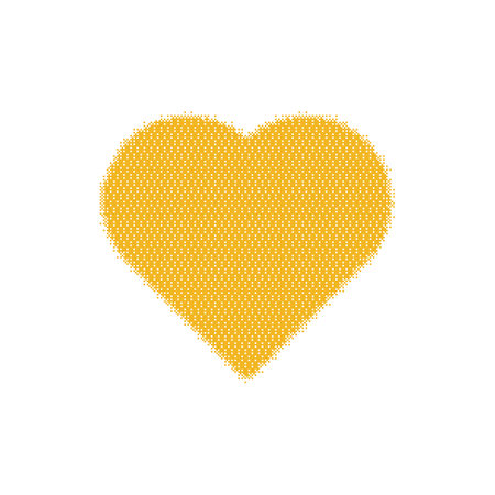 Gothic yellow heart with grunge texture and halftone gradient. Y2K Gradient dot gothcore style. Flat vector illustration isolated on white background.のイラスト素材