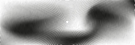 Abstract circle gradient background and line pattern. Spiral effect with sand and spray textures in black and white. Flat vector illustration isolatedのイラスト素材