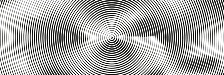 Abstract wave background with radial lines and circular patterns. Digital gradient design featuring geometric shapes and sound effects. Flat vector illustration isolatedのイラスト素材