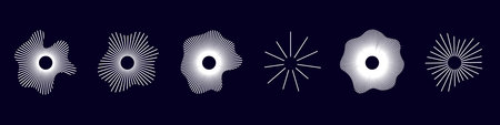 Abstract radial wave pattern with dynamic circular lines. Sound waveform design for music, audio, and technology. Flat vector illustration isolated on background.のイラスト素材