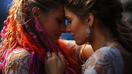 Portrait of two beautiful young women,の素材