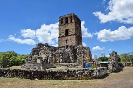 Old Panama Cathedral in Panama Viejo Historical Monumental Complex, Panama City, Panamaのeditorial素材