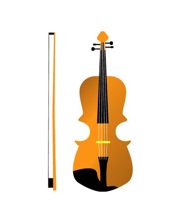 Vector flat illustration with isolated violin on white blank background.のイラスト素材
