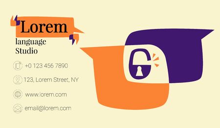 Vector flat business card and picture abstract background of logo language schoolのイラスト素材