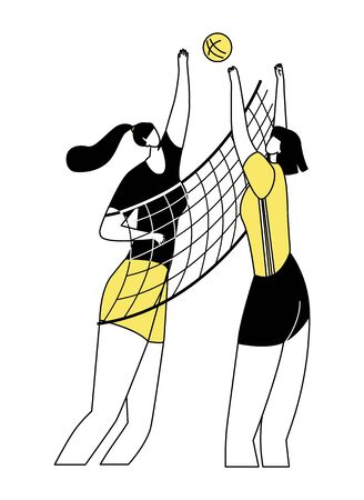 Vector flat abstract a women playing volleyball.のイラスト素材