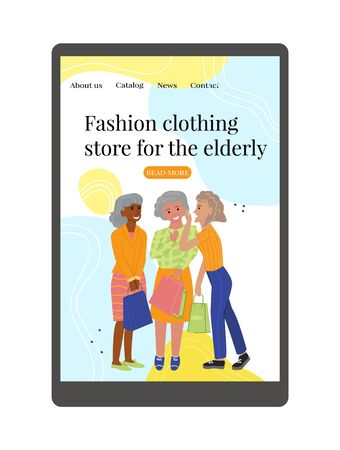 Vector layout of home page clothing site for aged.のイラスト素材