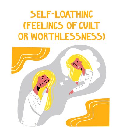 Yong woman who is tormented by feelings of guiltのイラスト素材