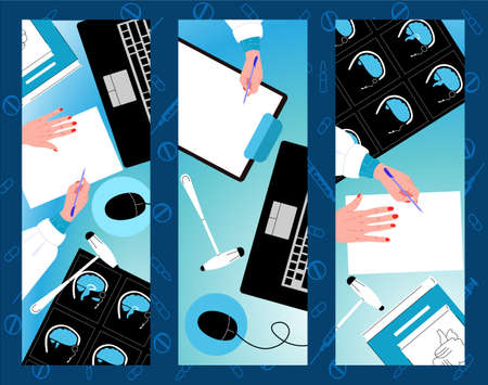 Vector flat illustration the neurologist a desktopの写真素材