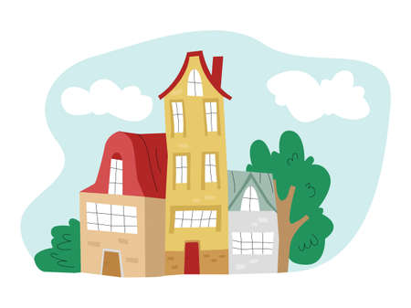 Vector architectural structures, houses.のイラスト素材