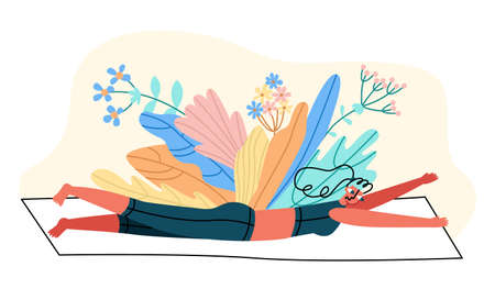 Healthy lifestyle, warm up at home.のイラスト素材