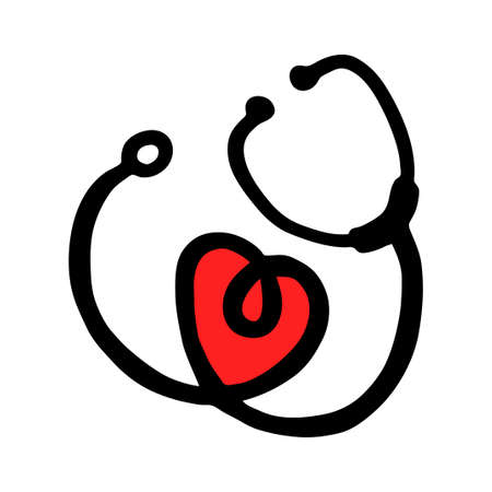 Doodle isolated medical object phonendoscopeのイラスト素材