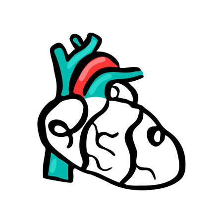 Vector isolated illustration with concept of cardiology, cardiac surgery, medicine. It shows abstract, simplified linear heart in Doodle style.のイラスト素材
