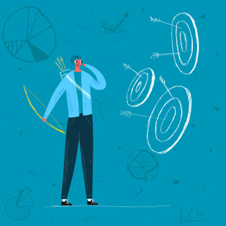 flat drawn metaphor image character holding bowのイラスト素材