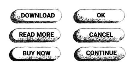 Vector drawn illustration with set, collection of rectangular three dimensional texture buttons for web design, websites. Design concept.のイラスト素材