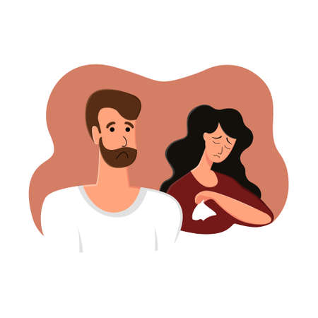 Vector isolated image of quarreling, sad, couple.のイラスト素材