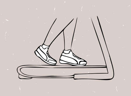 isolated image with feet running on treadmillのイラスト素材