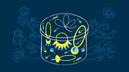 image with round abstract gift box, jewelry insideのイラスト素材