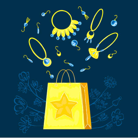 Vector drawn image with a jewelry collectionのイラスト素材