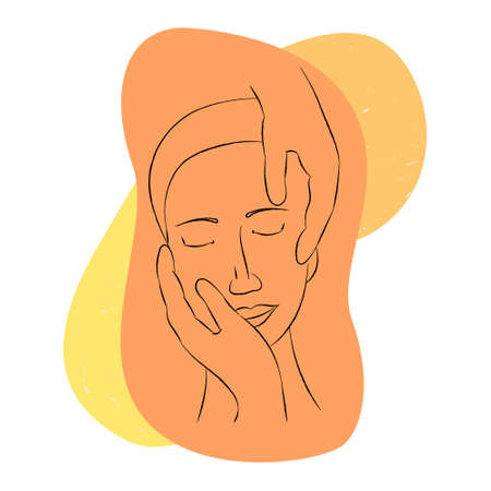 image with face and hands of massage therapistのイラスト素材