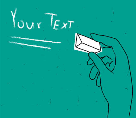 image with hand holding chalk and whiteboards.のイラスト素材