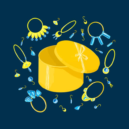 Vector drawn abstract image open gift box, jewelryのイラスト素材