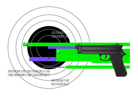 Black pistol short barreled small arms automatic.のイラスト素材