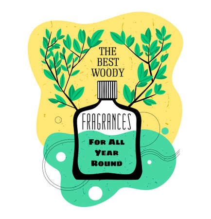 A bottle with perfume for men with woody smellのイラスト素材