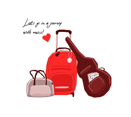 Luggage Bags with hand Luggage and a Caseのイラスト素材