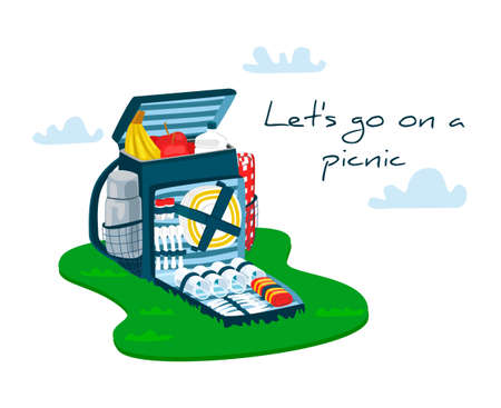 Vector Set with a Bag and Picnic Items.のイラスト素材