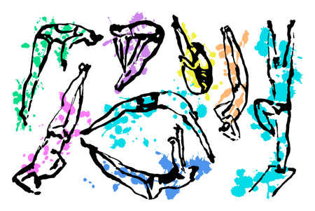 illustration with an Athletes Jumping into Water.のイラスト素材