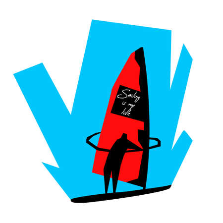 Vector simple flat illustration of sailingのイラスト素材