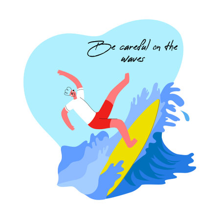 Vector illustration Surfer Fall from a Surfboardのイラスト素材