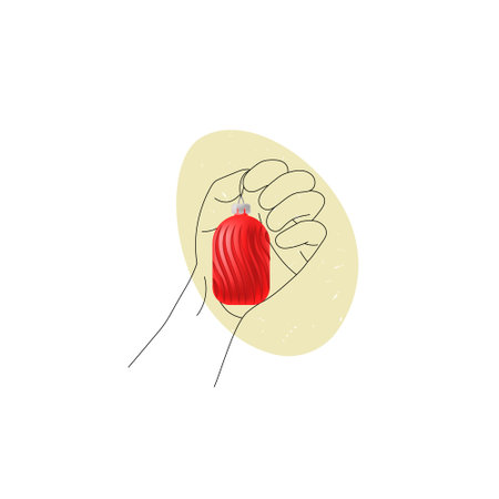 hand holding Christmas Tree Toy is depictedのイラスト素材