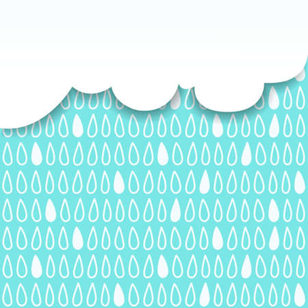 Vector abstract illustration with the sky, cloud, raindrops. Concept of background design, backdrop, a frame for the text, title. It can be used in web design, banners, etc. Square format.のイラスト素材